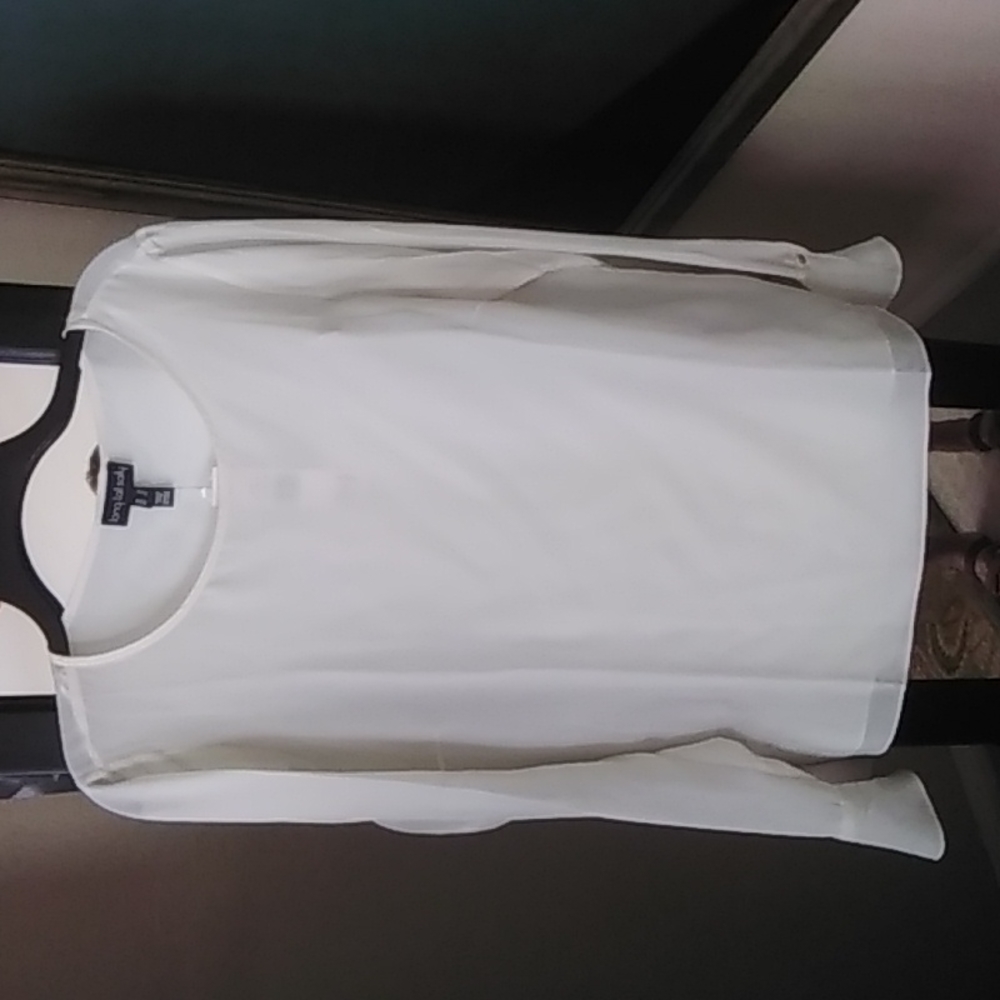 Long Tall Sally Ivory Silk Flute Sleeve Blouse Size 12